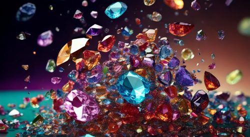 Firefly gem stones dropping hyper realistic, life like 92683